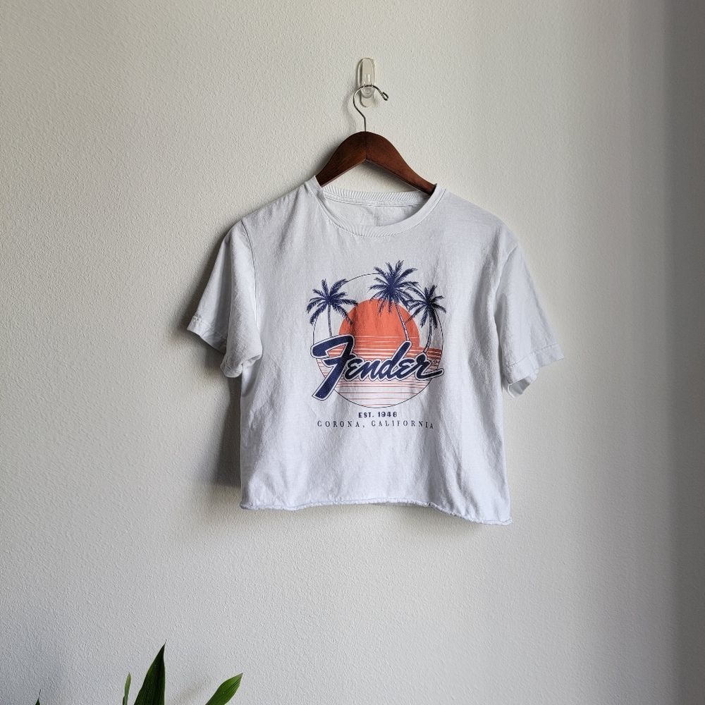Fender Graphic Crop Top White